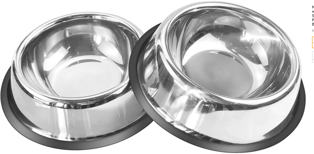 stainless steel set of dog bowls